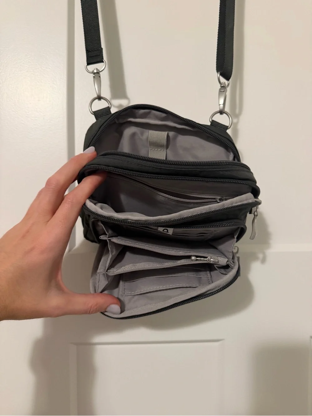 Baggallini grey Compact Crossbody Zip Pouch